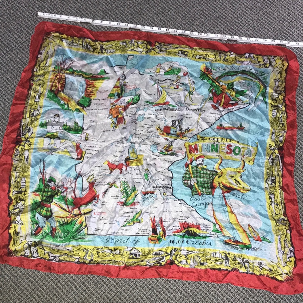 Minnesota Map Silk Scarf - Multi-Color